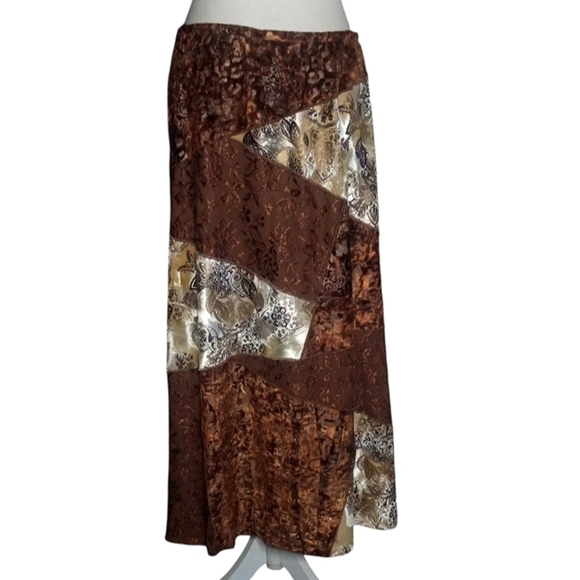 Vintage City Girl Mixed Media Patchwork Artsy Animal Print Boho‎ Maxi Skirt 10 - Picture 4 of 8